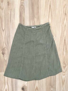 KLEEN 100% Linen Midi Skirt Coastal Minimalist Olive Green Breathable size Small
